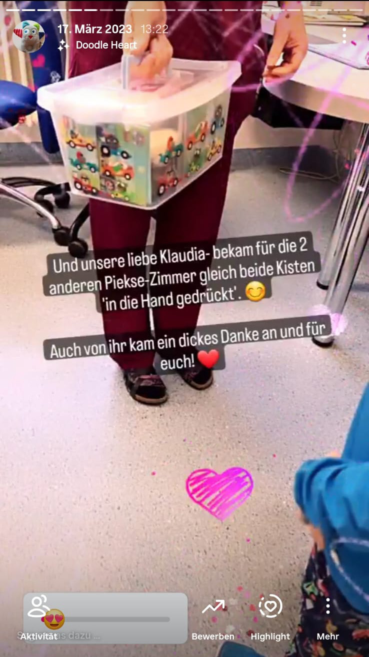 Gef&uuml;llte Pieksekisten in der Klinik