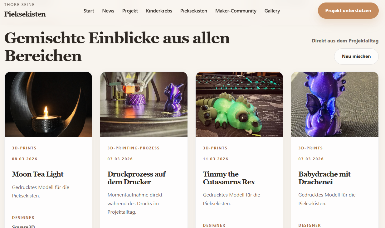 Neue Gallery auf der Website von Thore seine Pieksekisten.